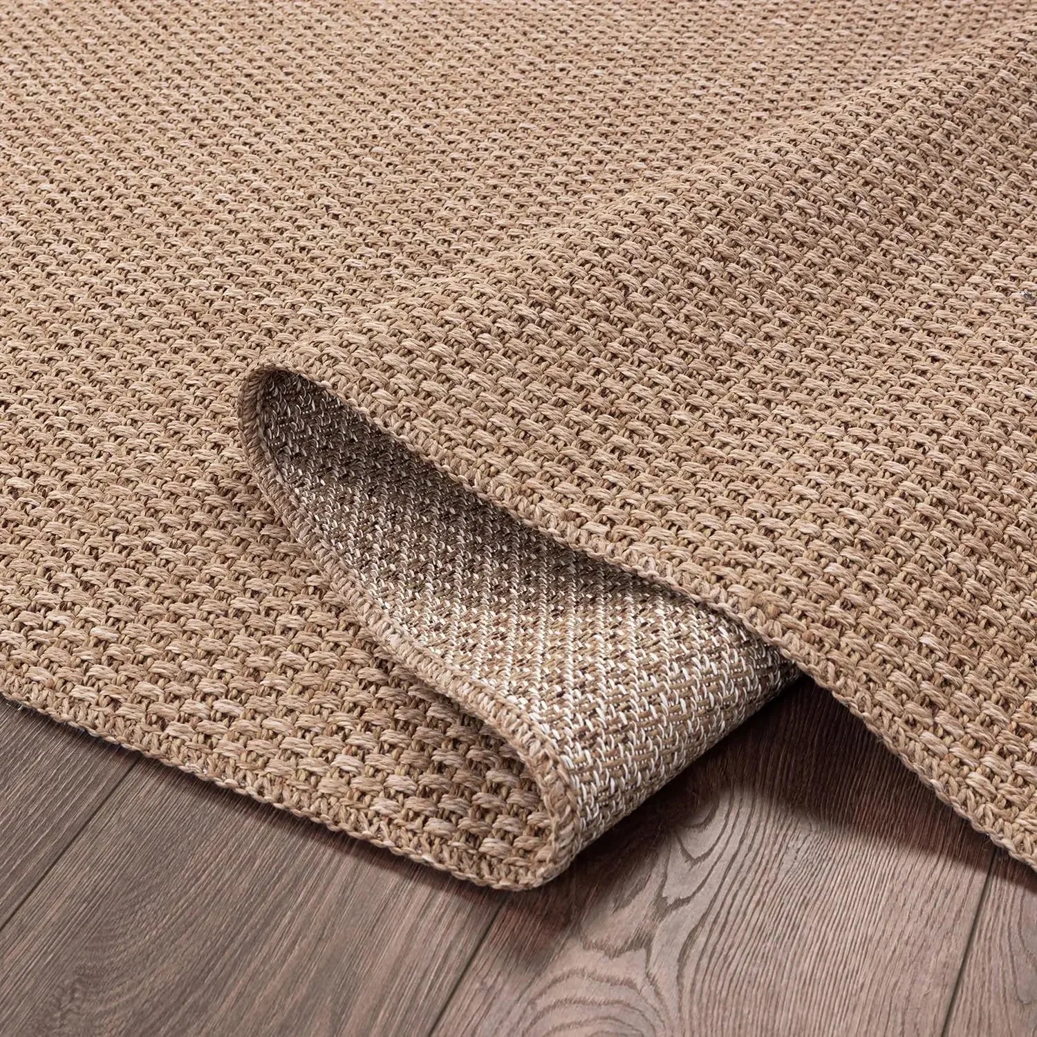 Navak Carpet Easy Jute-Teppich, 5 x 7, Naturfarben, für drinnen und draußen, Bauernhaus-Teppiche für Wohnzimmer, Terrasse und Küche (5 x 7)