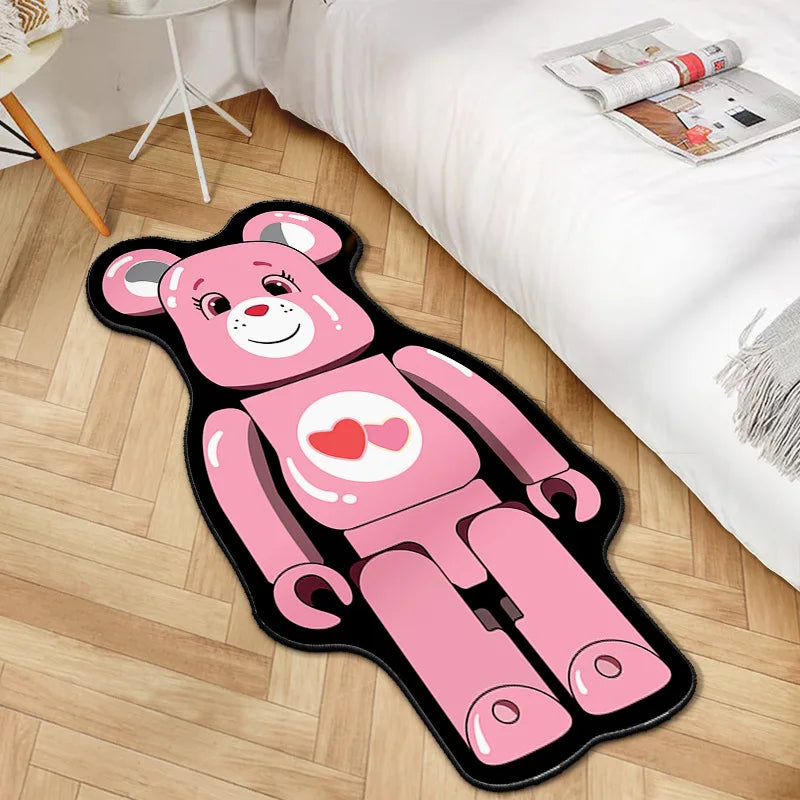 Navak Teppich, unregelmäßiger Cartoon-Bearbricks-Teppich, mehrfarbig, Gewaltbär-Teppich für Schlafzimmer, Nachttisch, rutschfest, modisch, für Zuhause, Bodenmatte