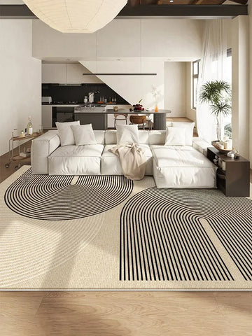 Navak Teppich Moderner Beige Wohnzimmerteppich Creme Abstrakter Dekorativer Teppich Luxuriöser großer Garderobenteppich Rutschfester Pflegeleichter Schlafzimmerteppich