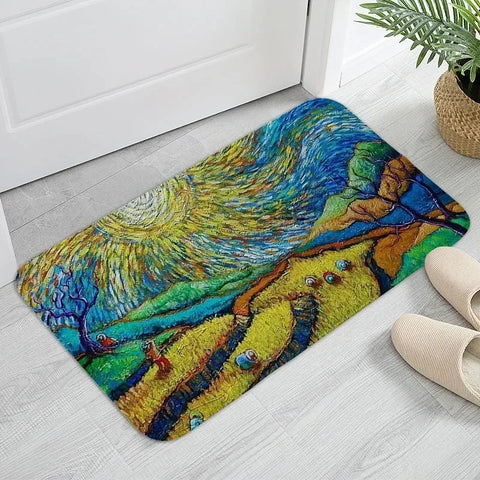 Navak Teppich MINOSO Van Gogh Kunst Fußmatte Ölgemälde Stil Teppich Bodenmatte Willkommensmatte Türmatte Eingang Küche Teppich Outdoor Teppich Anime Teppich