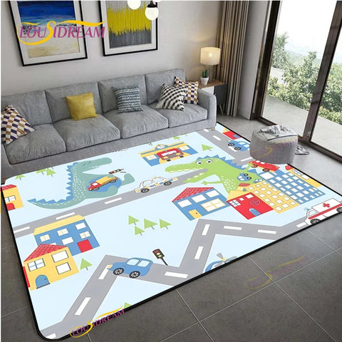Navak Teppich Alfombra Straßenverkehrsroutenkarte Teppich Wohnzimmer Sofa Couchtisch Schlafzimmer Teppiche Küche Kinderspiel Anti-Rutsch-Bodenmatte Wohnkultur
