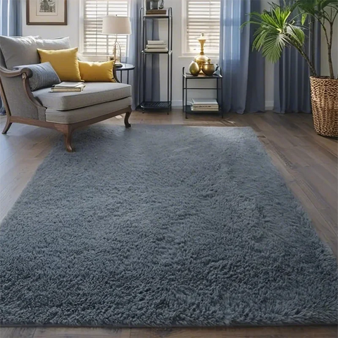Navak Teppich, für Schlafzimmer, Wohnzimmer, flauschig, flauschig, zottelig, weich, Plüsch, grau, Teppich für den Innenbereich, grau, für Kinder, Heim, Wohnheim, Dekoration