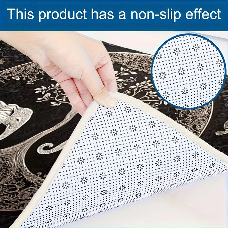 Navak Carpet 1-teilige Fußmatte mit Elefanten- und Lebensbaummotiv – rutschfest, maschinenwaschbar für Wohnzimmer, Badezimmer, Küche – strapazierfähiges Polyester