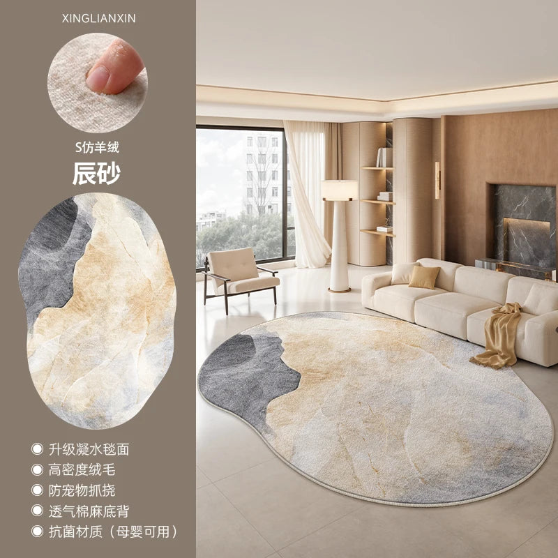 Navak Teppich, leichter Luxus-Schlafzimmer-Dekor, Marmor-Teppich, unregelmäßig geformte Teppiche für Wohnzimmer, flauschiger, weicher Plüsch-Teppich, rutschfeste Bodenmatte
