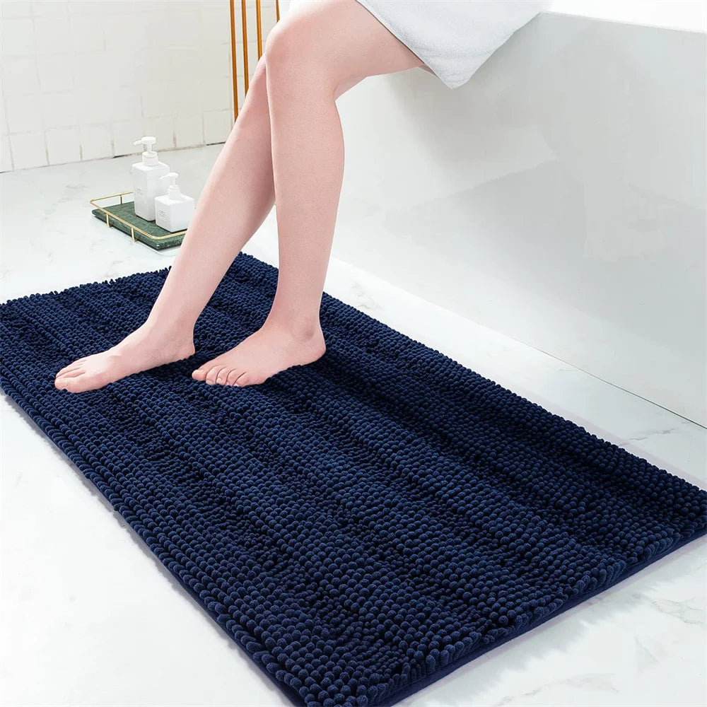 Navak Carpet Olanly Chenille-Badezimmerteppich, extra weich, zottelige Badematte, rutschfeste Badezimmer-Bodenmatte, wasserabsorbierende Plüsch-Mikrofaser-Teppiche für die Dusche
