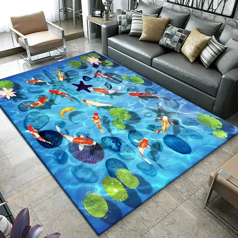 Navak Carpet3D Strand Meer Wellen Muster Teppich Tür Bodenmatte Fisch Fußmatte Rutschfeste Bodenmatte Wohnzimmer Teppich Home Zimmer Schlafzimmer Dekoration