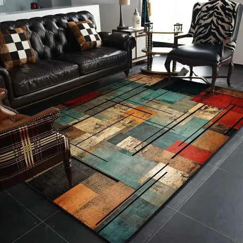 Navak Carpet Abstract Geometric Large Rugs for Living Room Nordic Retro Room Decoration Home Mats Non-slip Washable Bedroom Cloakroom Carpet