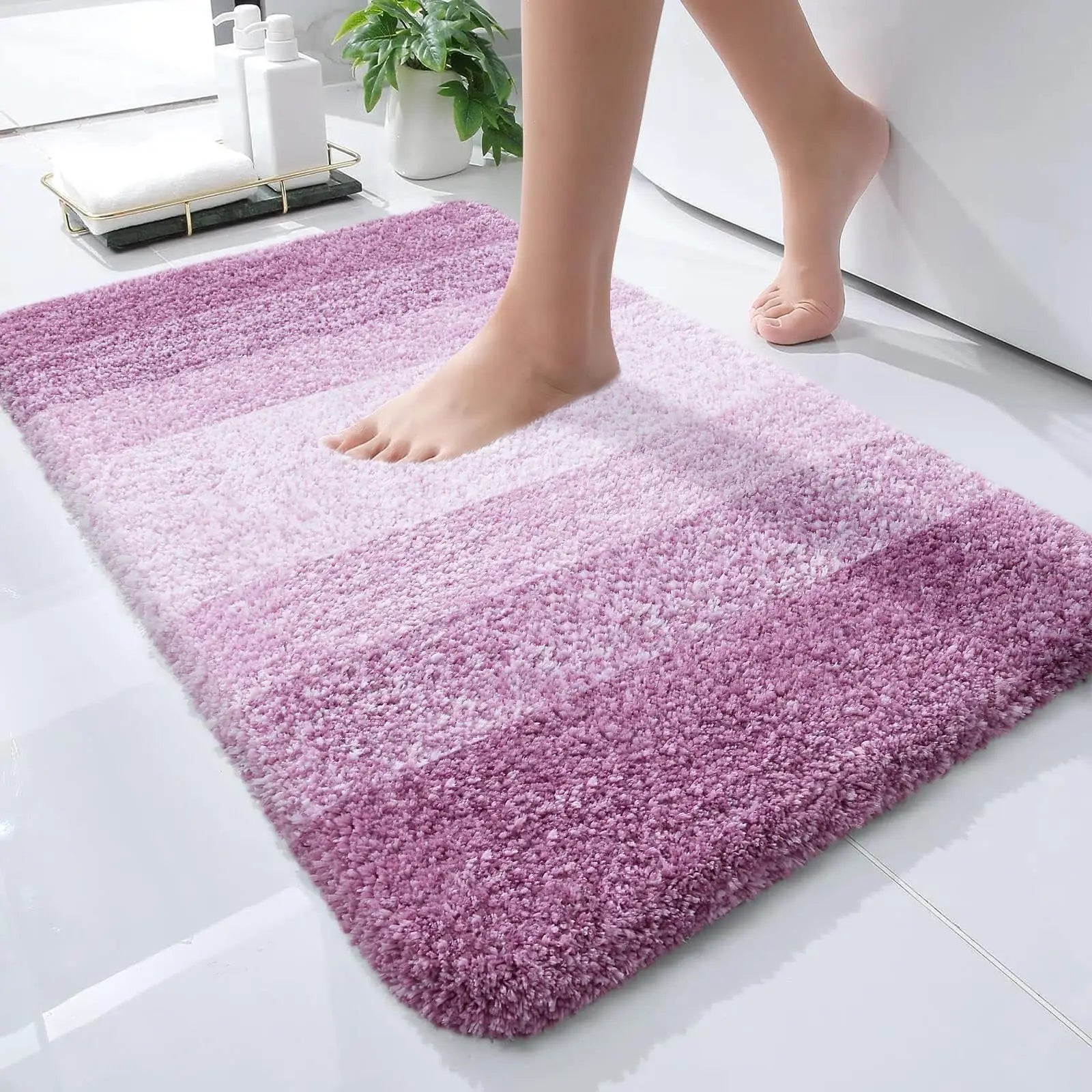 Navak Carpet Kitinjoy Badezimmerteppich, extra weich, saugfähig, Mikrofaser, rutschfest, Plüsch, zottelig, maschinenwaschbar, Badezimmerteppich