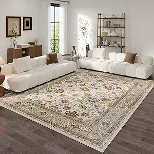 Navak Carpet 8x10 Teppich, waschbarer Boho-Teppich, weicher großer Teppich, rutschfest, fusselfrei, Vintage-Teppich aus Kunstwolle für Wohnzimmer, Bauernhaus, Esszimmer