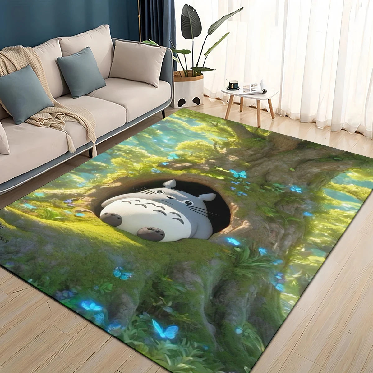 Navak Carpet 3D T-Totoros Cartoon-Teppich, Teppich für Wohnzimmer, Kinderzimmer, Sofa, Fußmatte, Dekoration, rutschfeste Bodenmatte für Kinder