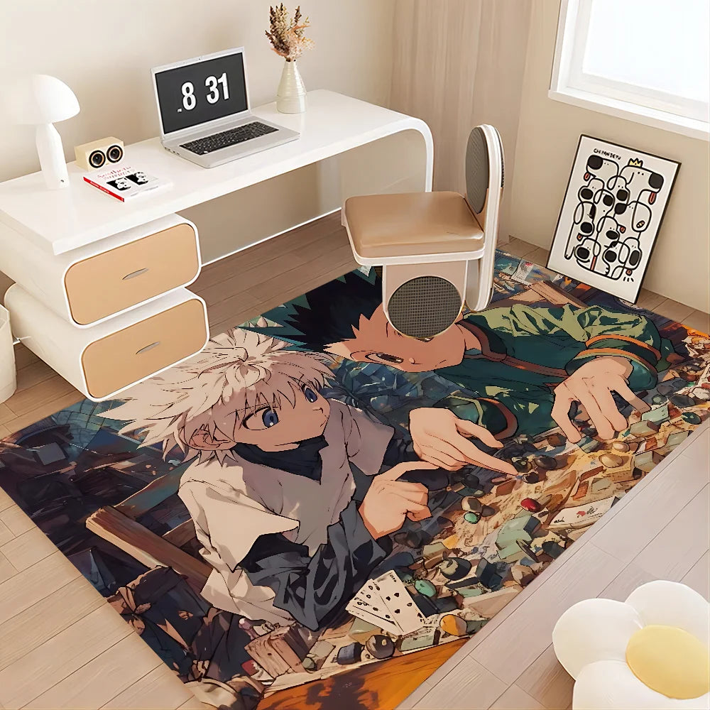 Navak Teppich Hunter X Hunter Anime Flurteppich rutschfeste Waschküchenmatte Wäschedekor Balkon Kind Wohnzimmer Toilettenteppich
