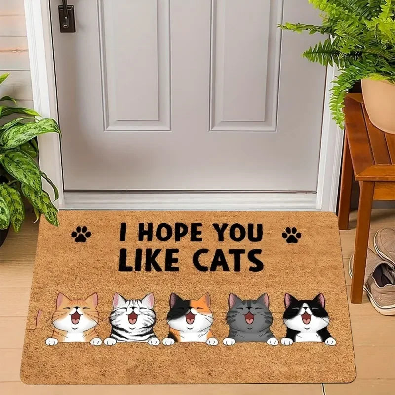Navak Carpet Fußmatte mit süßem Katzen-Aufdruck, Willkommens-Fußmatte, rutschfest, maschinenwaschbar, für Wohnzimmer, Schlafzimmer, Badezimmer, Küche und Wäschevorleger