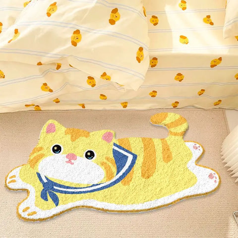 Navak Carpet Imitation cashmere special-shaped cartoon cat carpet bedroom living room cloakroom entry floor mat non-slip bedside floor mat