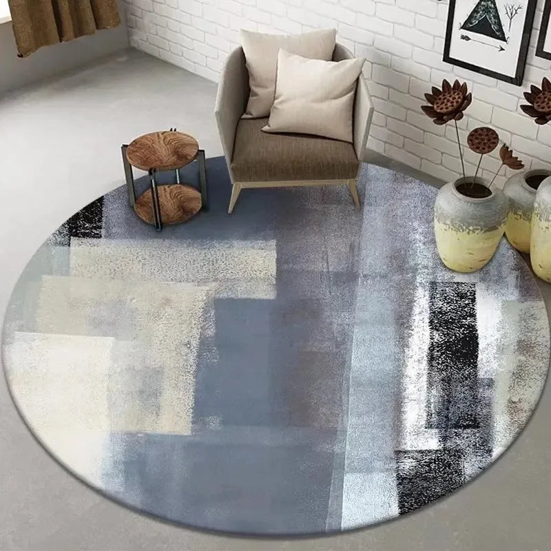 Navak Teppich Abstrakte Kunst Runder Teppich Wohnzimmer Sofa Schlafzimmer Dekorativer Teppich Computerstuhl Bodenmatte Rutschfest
