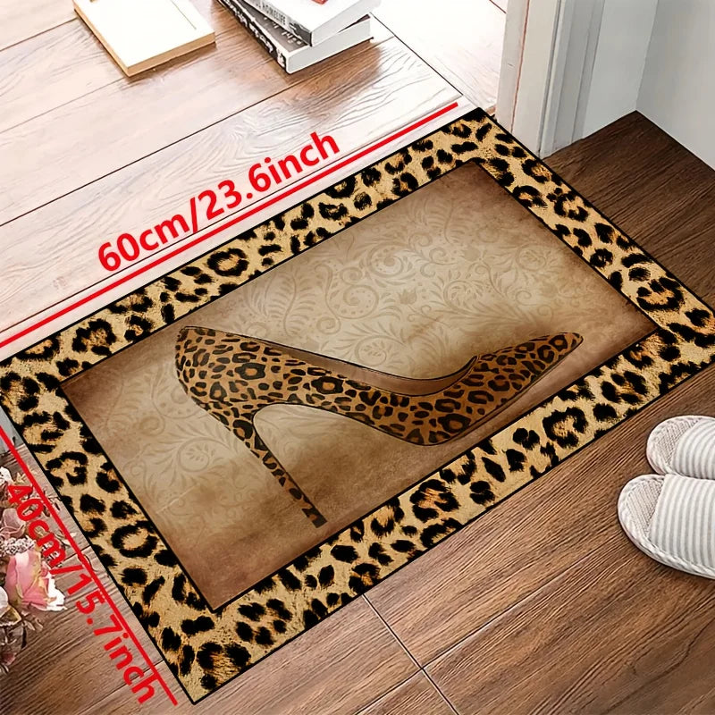 Navak Teppich Leopardenmuster Matte 1 Stück maschinenwaschbar Leopardenmuster Matte Eingang Wohnzimmer Schlafzimmer Kinderzimmer Außenterrasse Gartenteppich