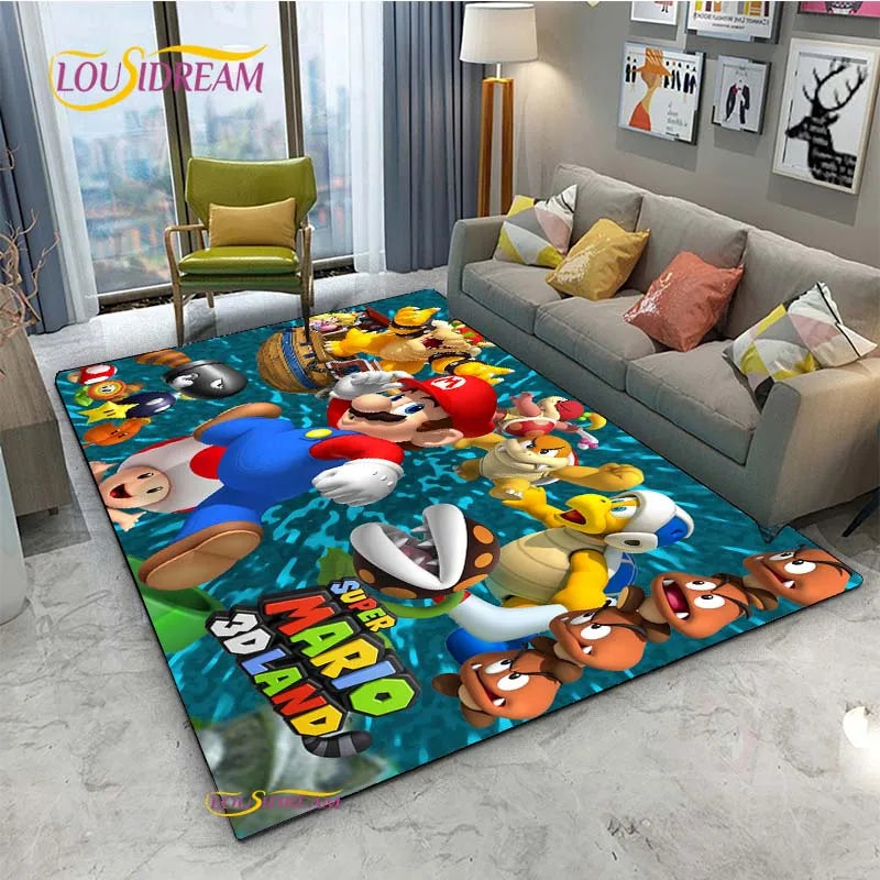 Navak Teppich Mario Cartoon Anime Teppich für Wohnzimmer Schlafzimmer Niedliche Teppiche Tisch Küchentür Kinder Rutschfeste Fußmatten Alfombra Geburtstagsgeschenk