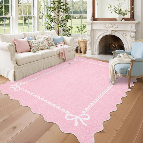 Navak Teppich, rosa Teppich für Wohnzimmer, Schlafzimmer, Nachttisch-Fußmatten, lange Streifen, weicher Plüschteppich, maschinenwaschbar, faltbar, große Fläche, Matte 거실카페트