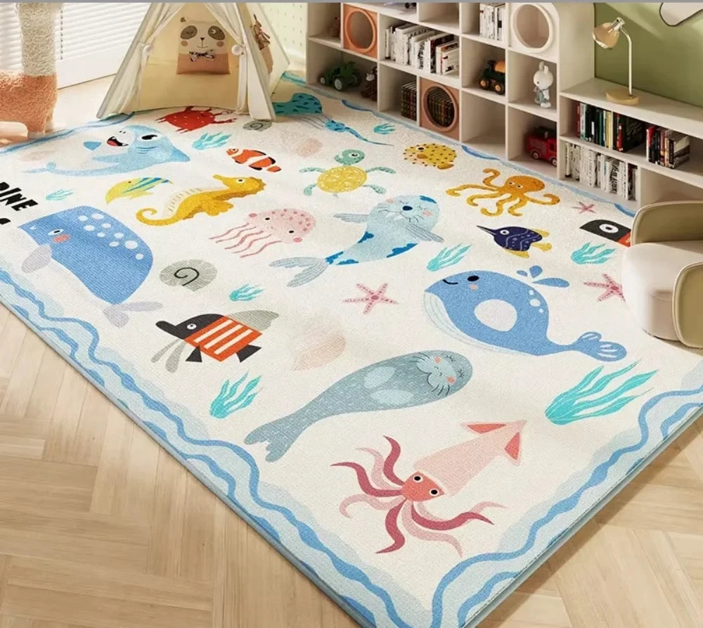 Navak Teppich Teppich Zimmer Schlafzimmer Cartoon Weltkarte Unterwasserwelt Weltraum Teppich Waschbar Rutschfester Teppich Kinder Spielmatte Heimdekoration