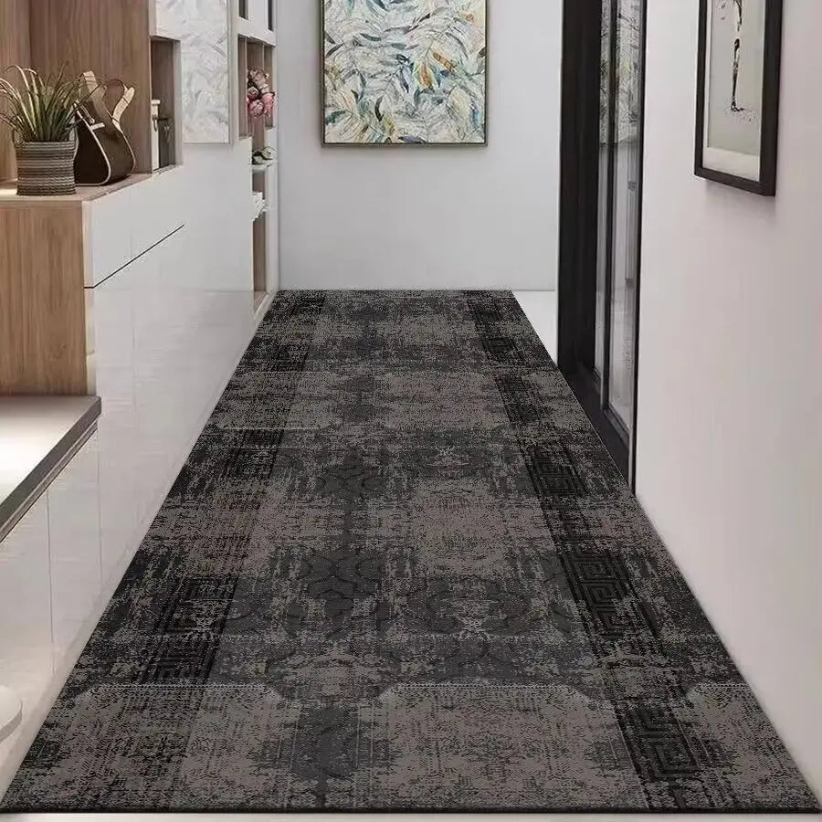 Navak Carpet Nordic Modern High-end Long Hallway Carpet Luxury Grey Corridor Runner Home Decoration Area Rug Hotel Aisle Non-slip Kitchen Mat