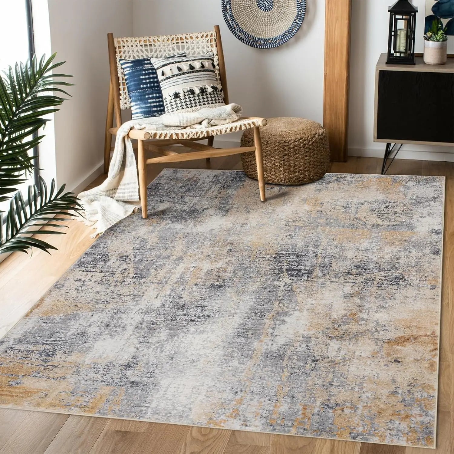 Navak-Teppich, Vintage-Boho-Teppich, ultraweicher, niedriger Flor, waschbar, rutschfest, schmutzabweisend, bedruckter Teppich für Wohnzimmer und Schlafzimmer P