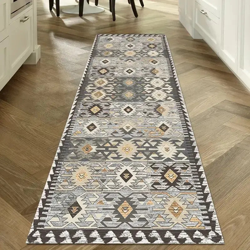 Navak Carpet Exclusive Picks Böhmischer Flurteppich, geometrisches Muster, Kristall-Samt-Bodenmatte, Eingang, Küche, Treppe, langer Teppich, Heimdekoration