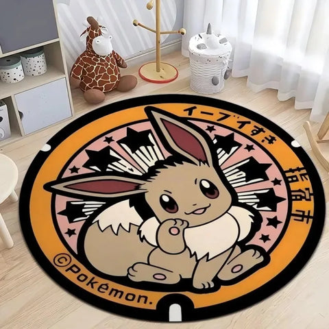 Navak Carpet Daily Picks Disney Japan Anime Pokemon Round Floor Mat Living Room Sofa Bedroom Rug Cute Non-Slip Machine Washable Carpet Home Decor