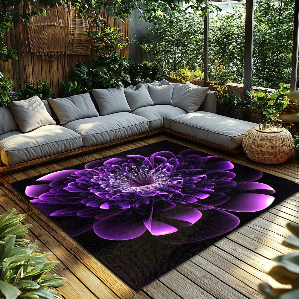Navak Carpet Tuniu Großer lila Blumenteppich, rutschfest, für Zuhause, Wohnzimmer, Bodenmatte, dekorativer Teppich