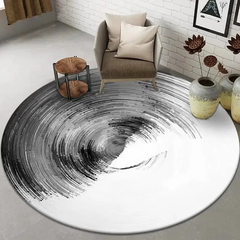 Navak Teppich Abstrakte Kunst Runder Teppich Wohnzimmer Sofa Schlafzimmer Dekorativer Teppich Computerstuhl Bodenmatte Rutschfest