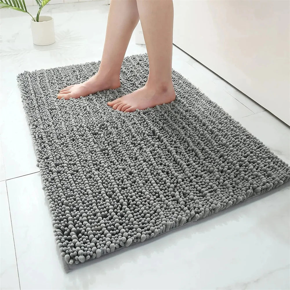 Navak Carpet Olanly Chenille-Badezimmerteppich, extra weich, zottelige Badematte, rutschfeste Badezimmer-Bodenmatte, wasserabsorbierende Plüsch-Mikrofaser-Teppiche für die Dusche