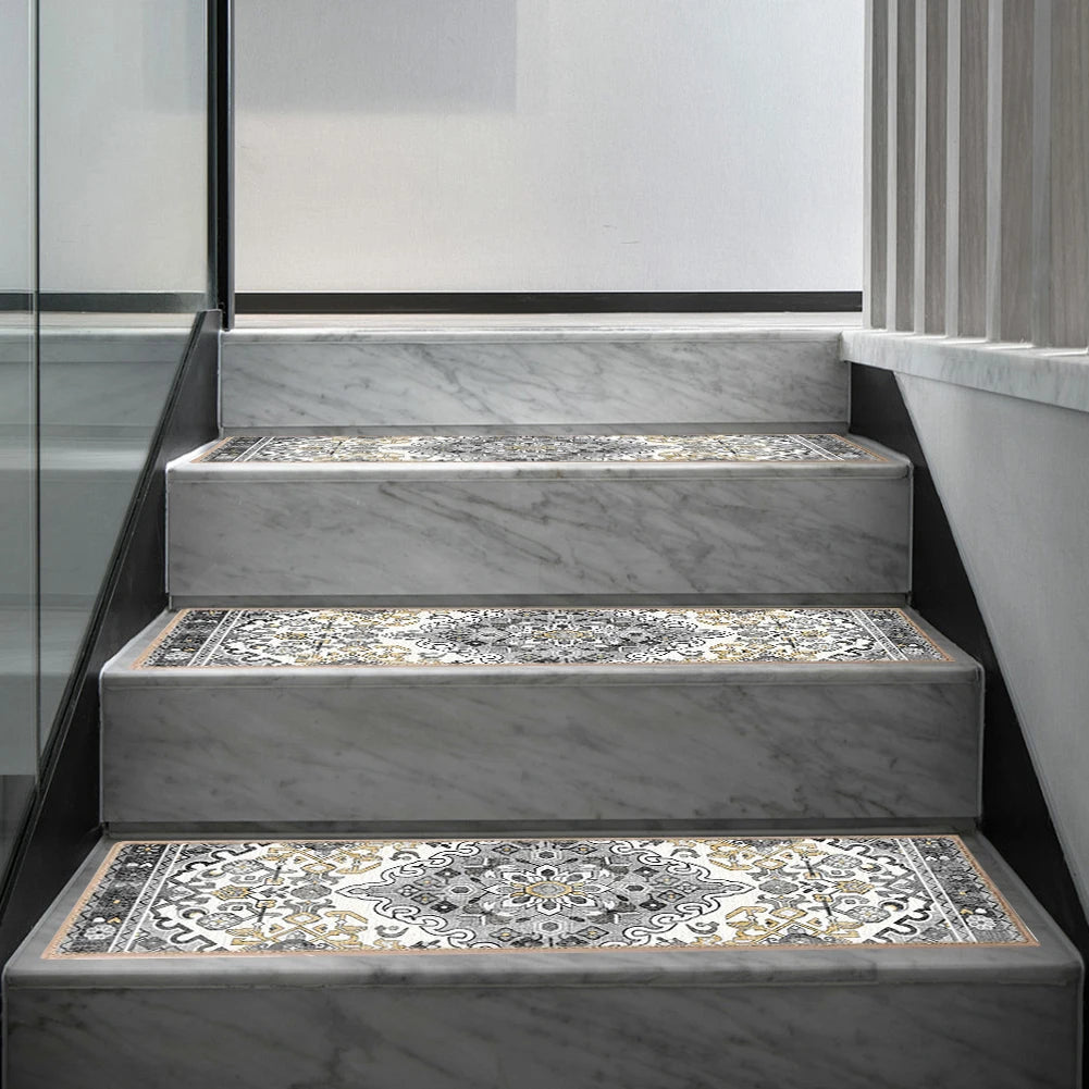 Navak Carpet 15-teiliges Teppich-Treppenstufen-Set, wiederverwendbar, rutschfest, für Treppen, Teppiche im Bohemian-Stil, rutschfeste Treppenstufen für den Innenbereich, für Holzstufen