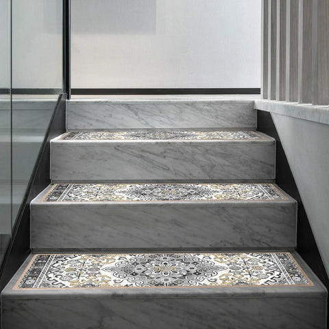 Navak Carpet 15-teiliges Teppich-Treppenstufen-Set, wiederverwendbar, rutschfest, für Treppen, Teppiche im Bohemian-Stil, rutschfeste Treppenstufen für den Innenbereich, für Holzstufen