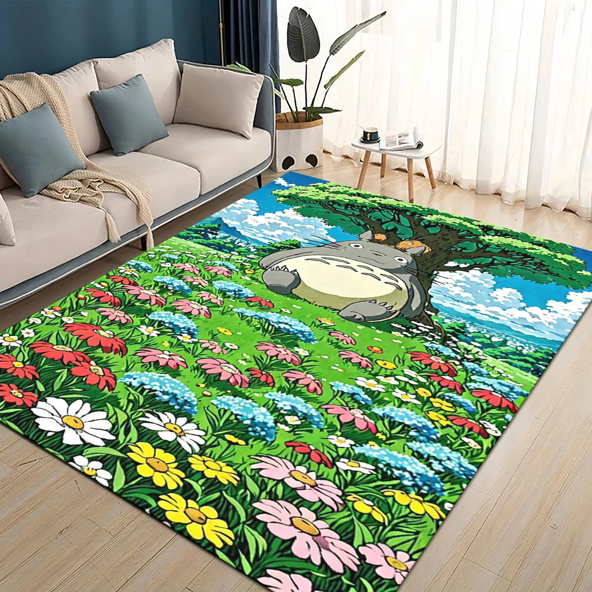 Navak Carpet 3D T-Totoros Cartoon-Teppich, Teppich für Wohnzimmer, Kinderzimmer, Sofa, Fußmatte, Dekoration, rutschfeste Bodenmatte für Kinder