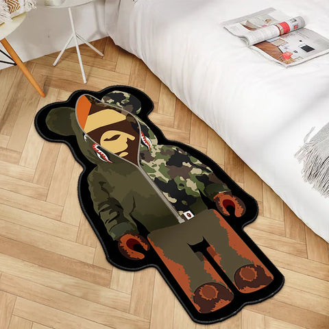 Navak Teppich, unregelmäßiger Cartoon-Bearbricks-Teppich, mehrfarbig, Gewaltbär-Teppich für Schlafzimmer, Nachttisch, rutschfest, modisch, für Zuhause, Bodenmatte