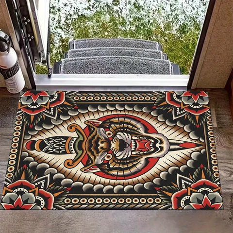 Navak Carpet Retro Tiger Print Carpet Washable Non-Slip Rug Doormat for Living Room Bedroom Kitchen and Office Decor