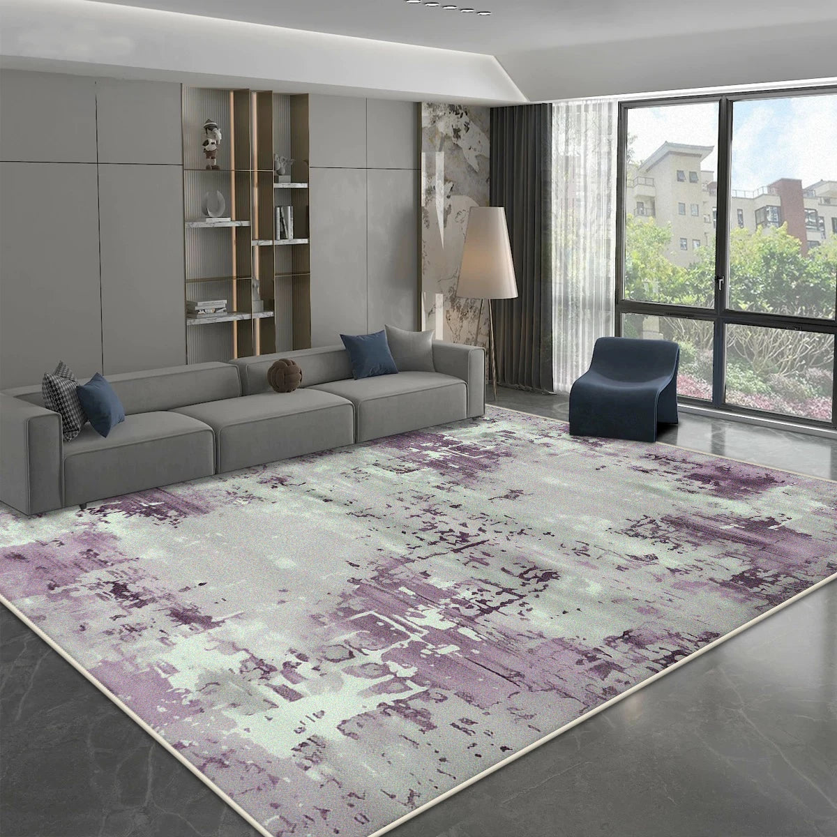 Navak Teppich, moderner, schlichter Stil, Teppich für Wohnzimmer, blau-grau, Dekoration, Heimsofa, flauschiger, weicher Teppich, Schlafzimmer, Nachttisch, waschbare, rutschfeste Matte