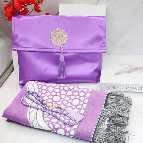 Navak-Teppich, muslimischer Gebetsteppich mit tragbarer Tasche, Perlen, muslimisch für Frauen und Männer, weiche Matte, Islam-Geschenkset, türkisch für Ramadan, Eid, Hadsch, Reisematte