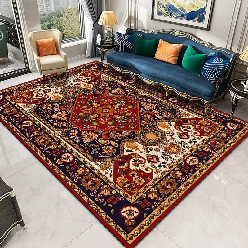 Navak Teppich Persischer Retro-Teppich Wohnzimmer Leichte Luxusdekoration Schlafzimmer Nachttisch Große Teppiche Lobby Couchtisch rutschfeste fusselfreie Matten