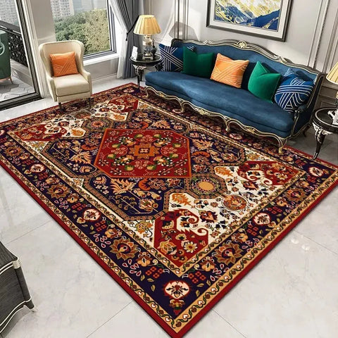 Navak Teppich Persischer Retro-Teppich Wohnzimmer Leichte Luxusdekoration Schlafzimmer Nachttisch Große Teppiche Lobby Couchtisch rutschfeste fusselfreie Matten