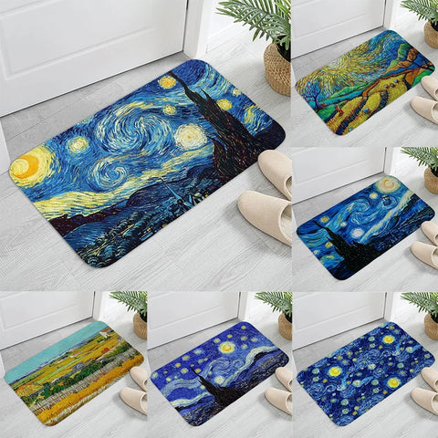Navak Teppich MINOSO Van Gogh Kunst Fußmatte Ölgemälde Stil Teppich Bodenmatte Willkommensmatte Türmatte Eingang Küche Teppich Outdoor Teppich Anime Teppich
