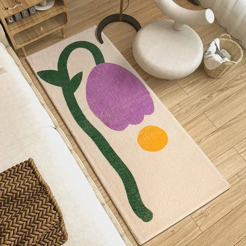 Navak Carpet Flower Bedroom Bedside Carpet Runner Rug Long Carpets Soft Fluffy Floor Mats Flowers Cute Sweet Girl Home Decoration Rugs