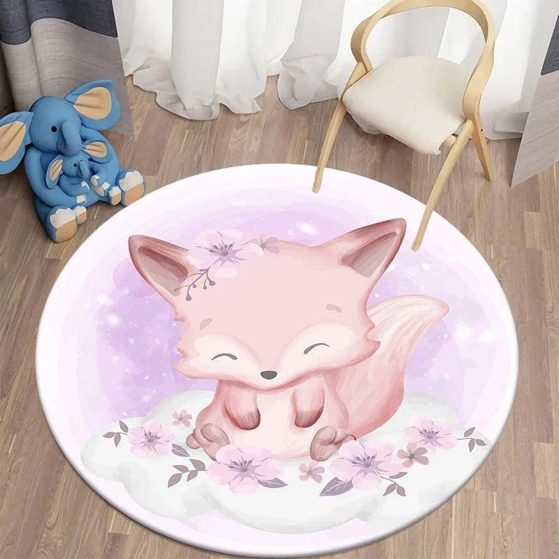 Navak Teppich Cartoon Niedlicher Bär Runder Teppich für Wohnzimmer Teppiche Badematte für Kinderzimmer Matten Schlafzimmer Teppiche Baby Kinderzimmer Wohnkultur