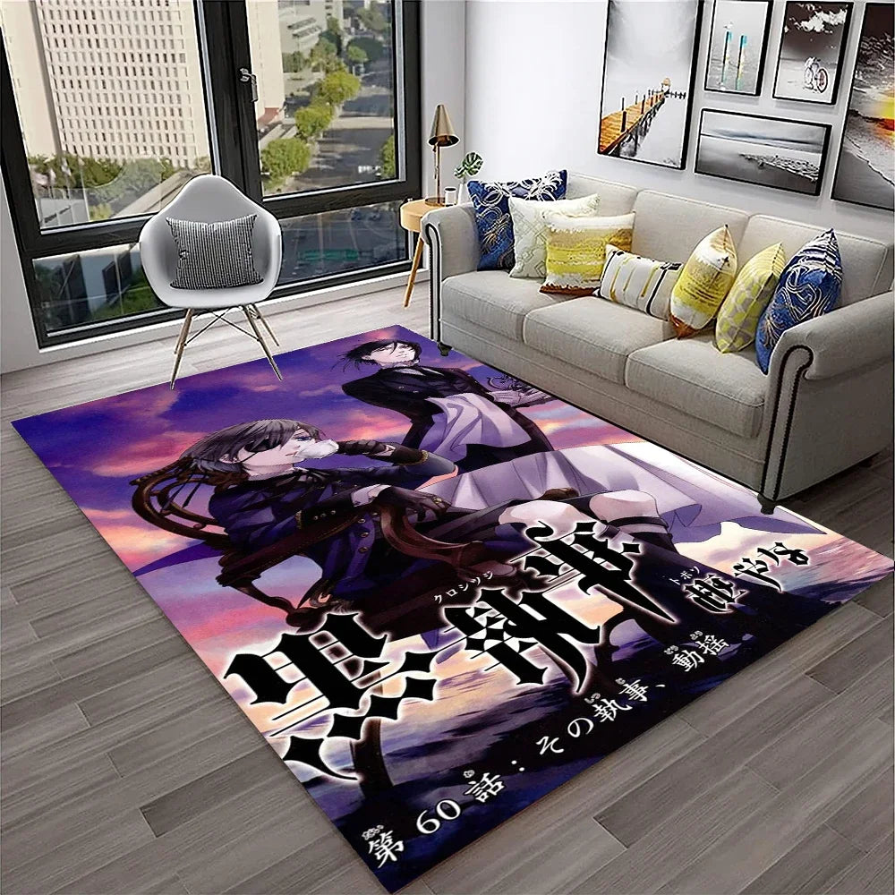 Navak Teppich, 3D-Anime, Black Butler, Cartoon-Teppich für Zuhause, Wohnzimmer, Schlafzimmer, Sofa, Fußmatte, Dekoration, Kinderspielbereich, rutschfeste Bodenmatte