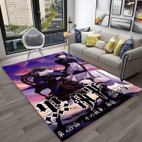 Navak Teppich, 3D-Anime, Black Butler, Cartoon-Teppich für Zuhause, Wohnzimmer, Schlafzimmer, Sofa, Fußmatte, Dekoration, Kinderspielbereich, rutschfeste Bodenmatte
