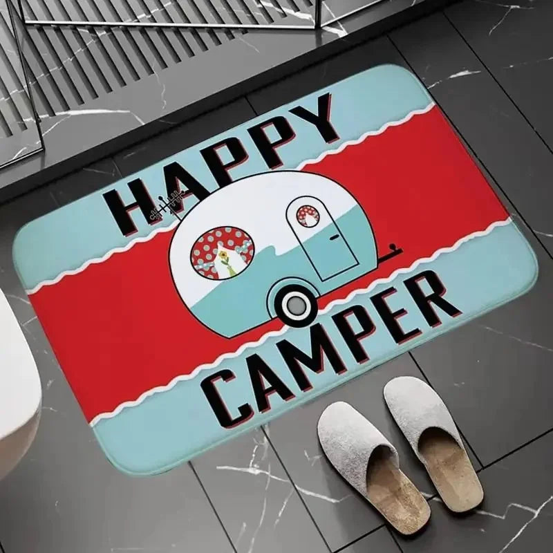 Navak Carpet Happy Campers Teppich, rutschfeste Bodenmatte, maschinenwaschbar, Eingangsteppich für Flur, Schlafzimmer, Küche und Wohnaccessoires, Dekor