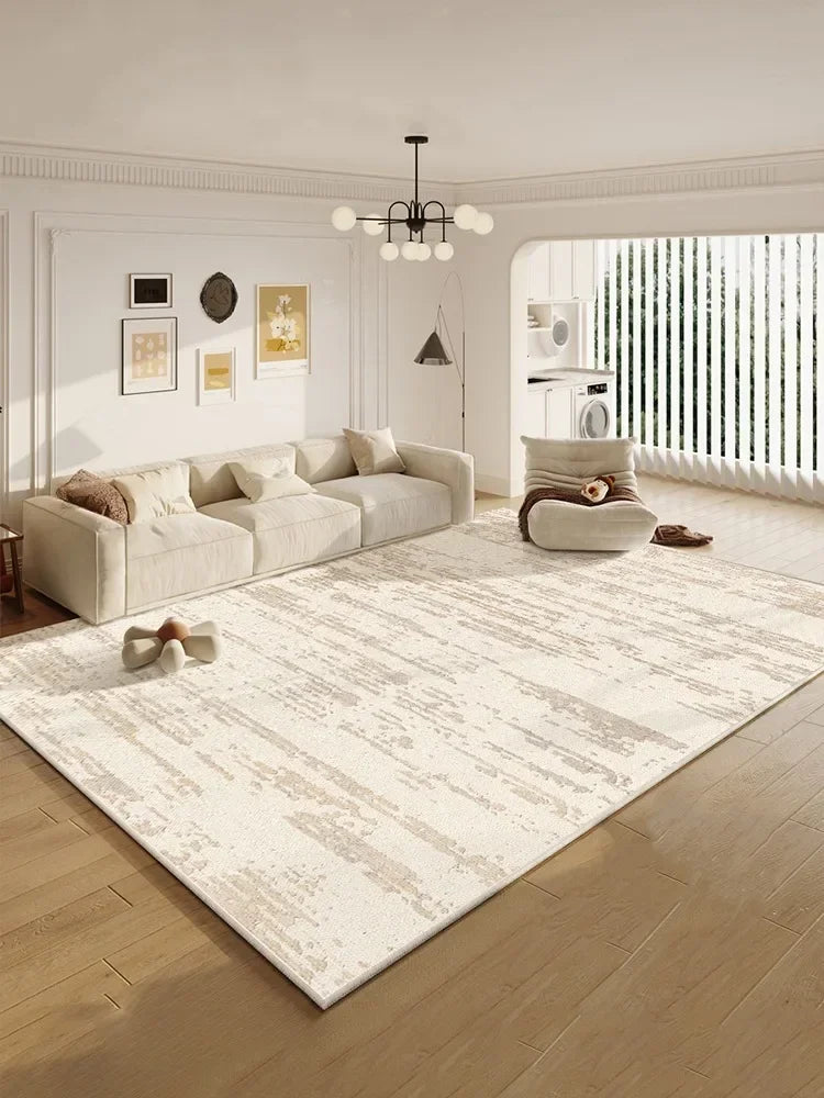 Navak Teppich Moderner Beige Wohnzimmerteppich Creme Abstrakter Dekorativer Teppich Luxuriöser großer Garderobenteppich Rutschfester Pflegeleichter Schlafzimmerteppich