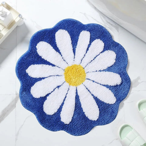 Navak Carpet Rutschfester Blumenteppich, beflockt, getuftet, Gänseblümchen, Badematte, Kaschmir-Imitat, waschbar, Baby-Krabbelteppich, Schlafzimmer, Wohnzimmer