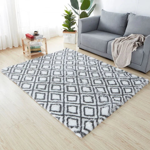 Navak Teppich, weicher, langer Plüschteppich für Schlafzimmer, Wohnzimmer, flauschige Teppichmatten mit Farbverlauf, Batik-Bodenteppiche, Erkerfenster, Heimdekoration