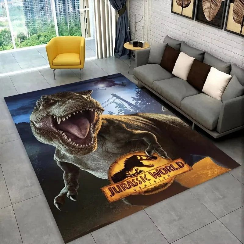 Navak Carpet 3D J-Jurassic Park Dinosaurier-Teppich, großer Teppich, Schlafzimmer, Kinderspielzimmer, Bodenmatte, rutschfest, Wohnzimmer-Dekor, lustiger Sofa-Akzent