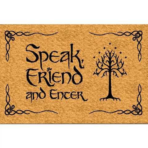 Navak Carpet Fußmatte mit Aufschrift „Speak Friend and Enter“, rutschfeste Gummirückseite, Bodenmatte für den Außenbereich, dekorative Teppiche, Willkommensmatte für den Eingangsbereich