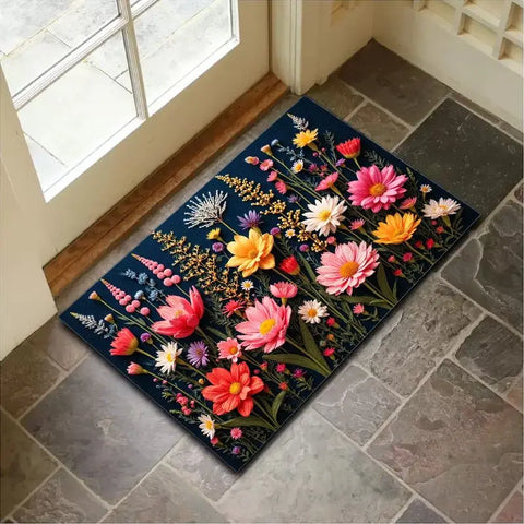 Navak Carpet „Charmanter Kristall-Samt-Teppich – Fußmatte mit weichem und lebendigem Blumenmuster, rutschfeste Eingangsdekoration, perfekter Akzent für das Zuhause im Frühling“